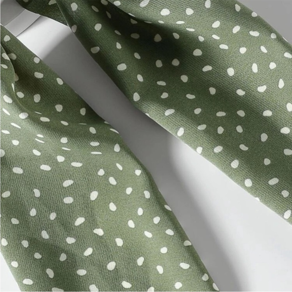 Olive Green Polka Dot Scarf Scrunchie - Picture 3 of 3
